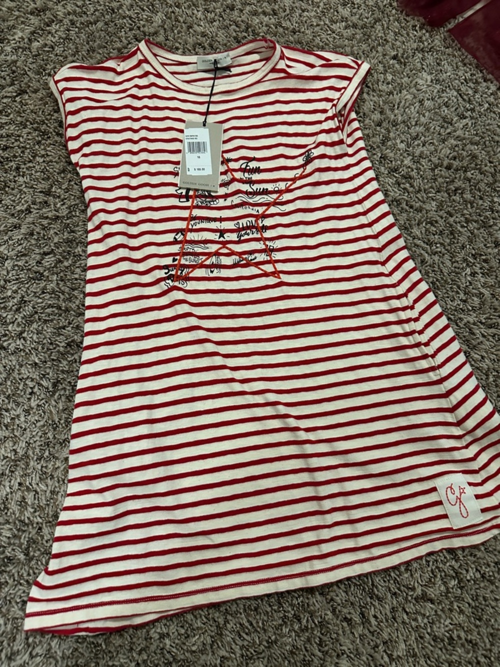 Golden Goose Red and White Striped Girls Dress